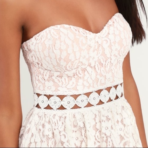 ❤️Lulu’s Adorn White Lace Strapless Midi Dress - Picture 5 of 9